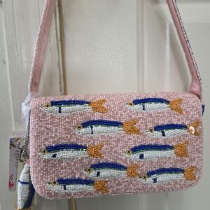 Pink Beaded Fish Design Women's Bag